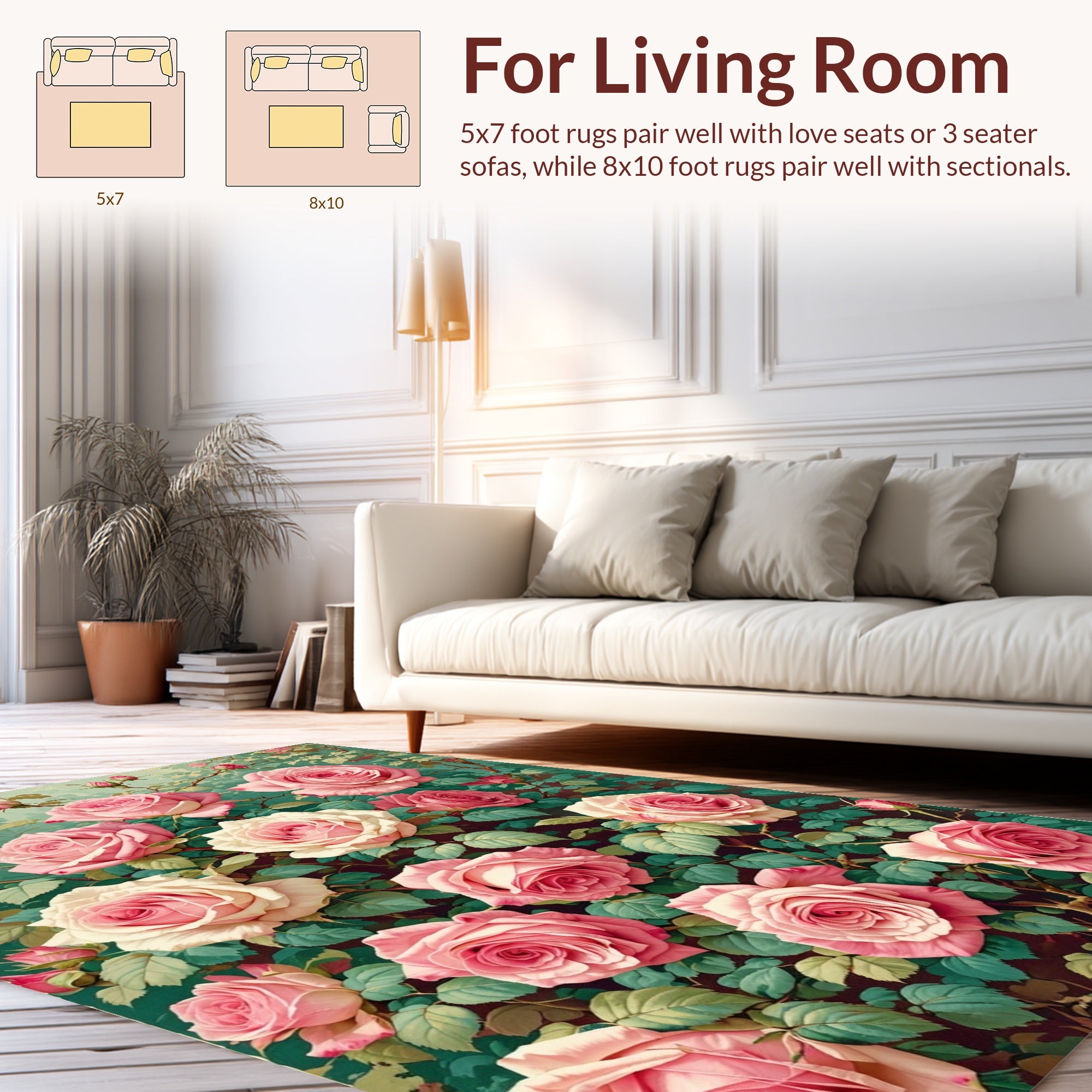 Pink Roses Botanical Garden Design Rug