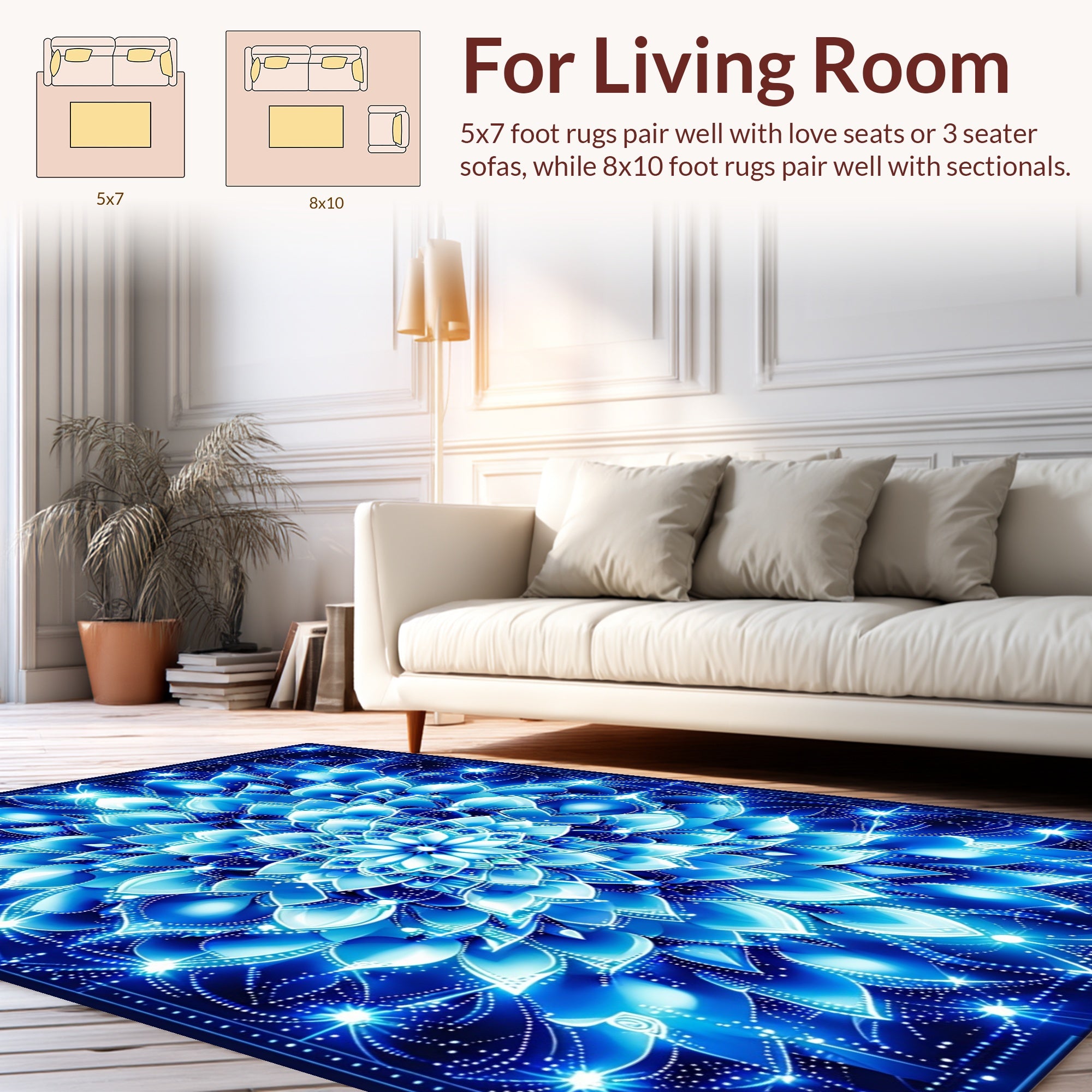 Radiant Blue Mandala Bloom Rug