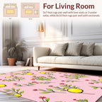 Pink Citrus Blossom Botanical Pattern Rug