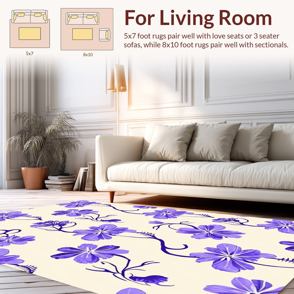 Floral Vine Patterned Fabric Design Rug