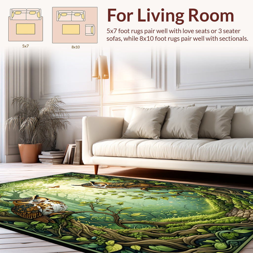 Enchanted Forest Owl Path Design Rug