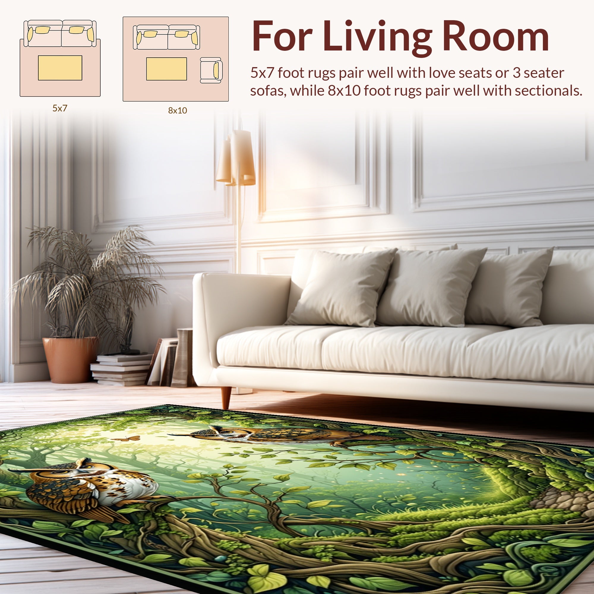 Enchanted Forest Owl Path Design Rug