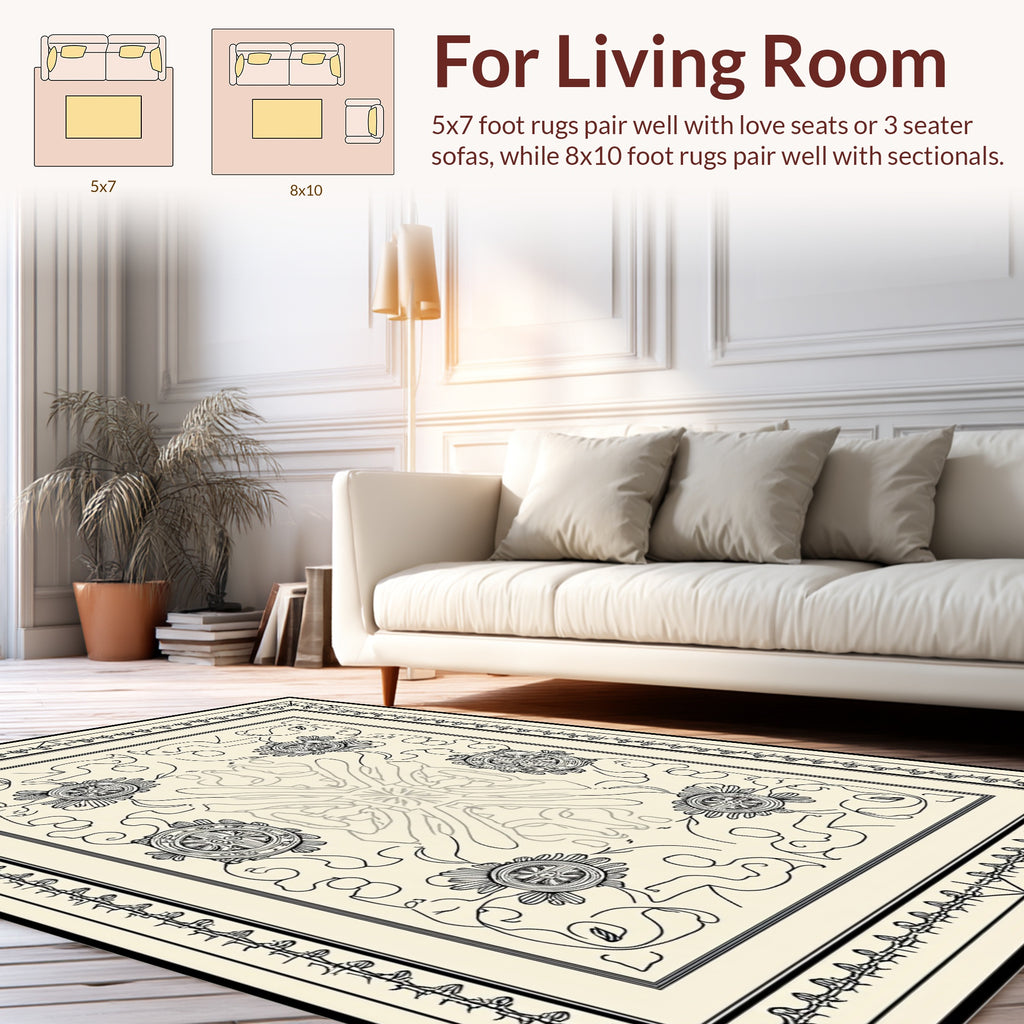 Ornate Floral Emblem Pattern Rug