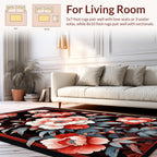 Bold Floral Print Red White Rug