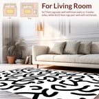 Bold Black Wavy Line Pattern Rug