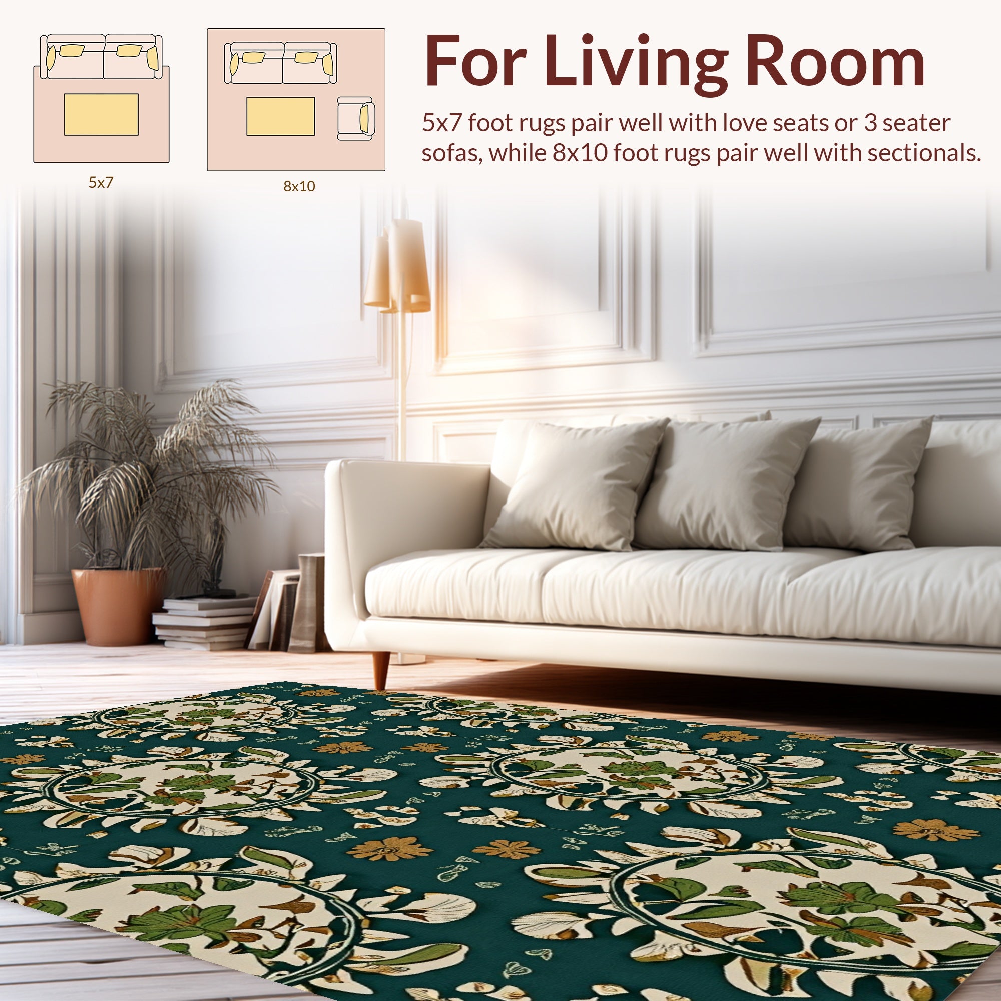 Emerald Floral Medallion Pattern Rug