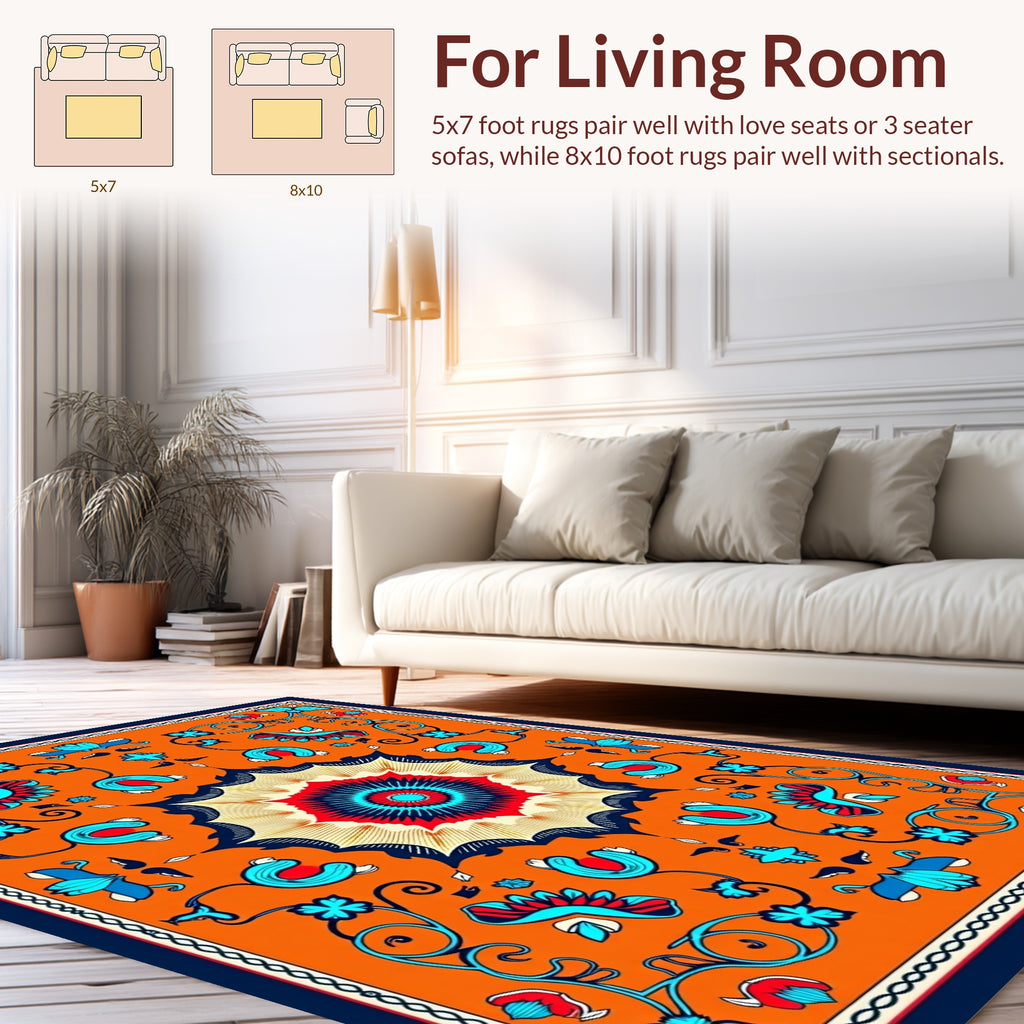 Vibrant Floral Mandala Pattern Rug