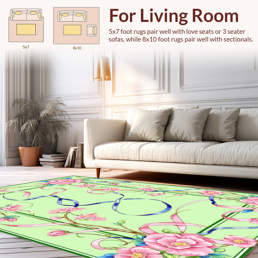 Floral ribbons and vine pattern Rug