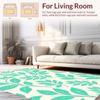 Teal Leaf Pattern Abstract Design Rug
