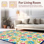 Playful Floral Creatures Print Design Rug