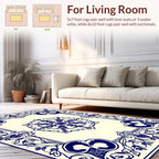 Blue Floral Medallion Border Design Rug