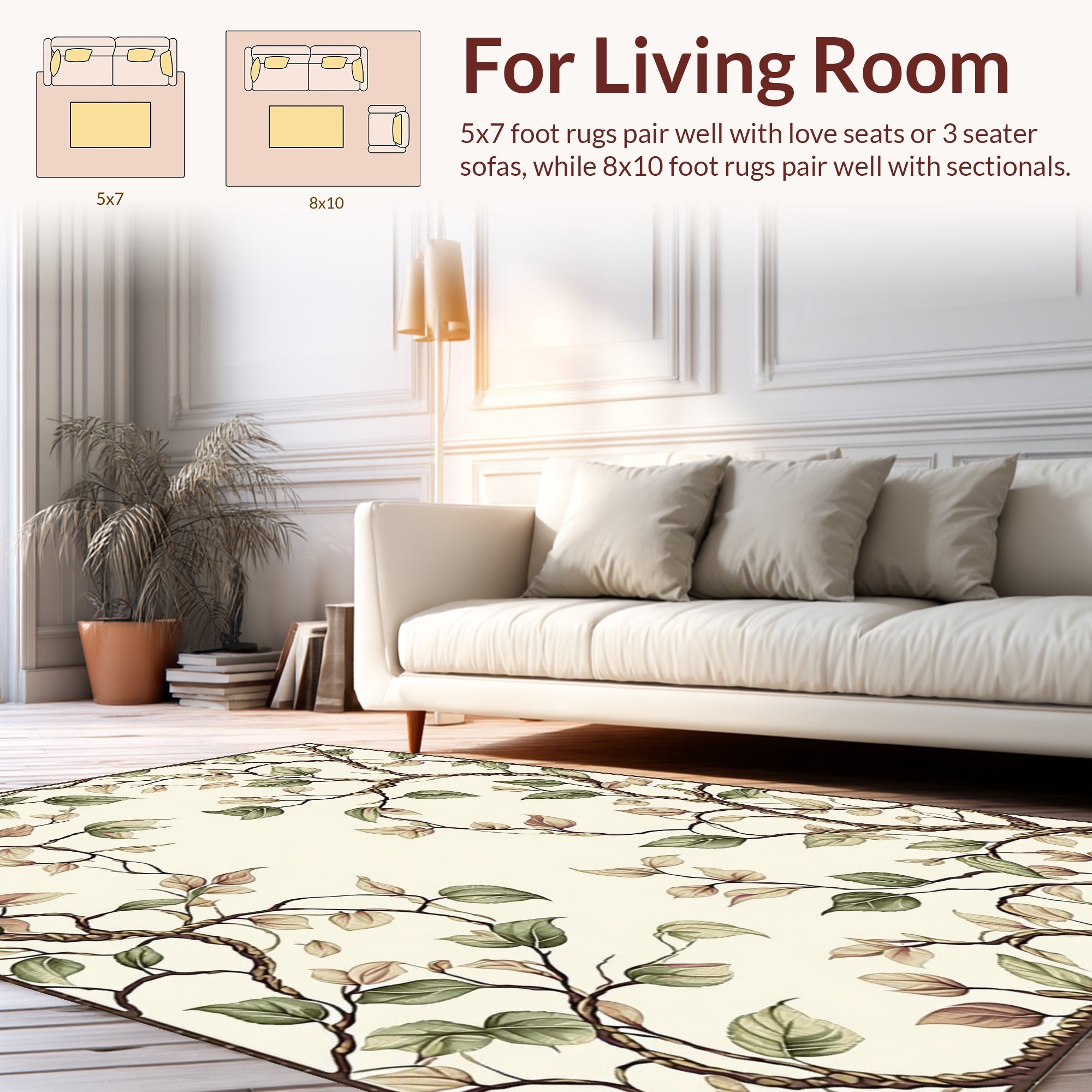 Vining Botanical Patterned Art Rug