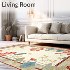 Elegant Red Lotus Floral Garden Rug