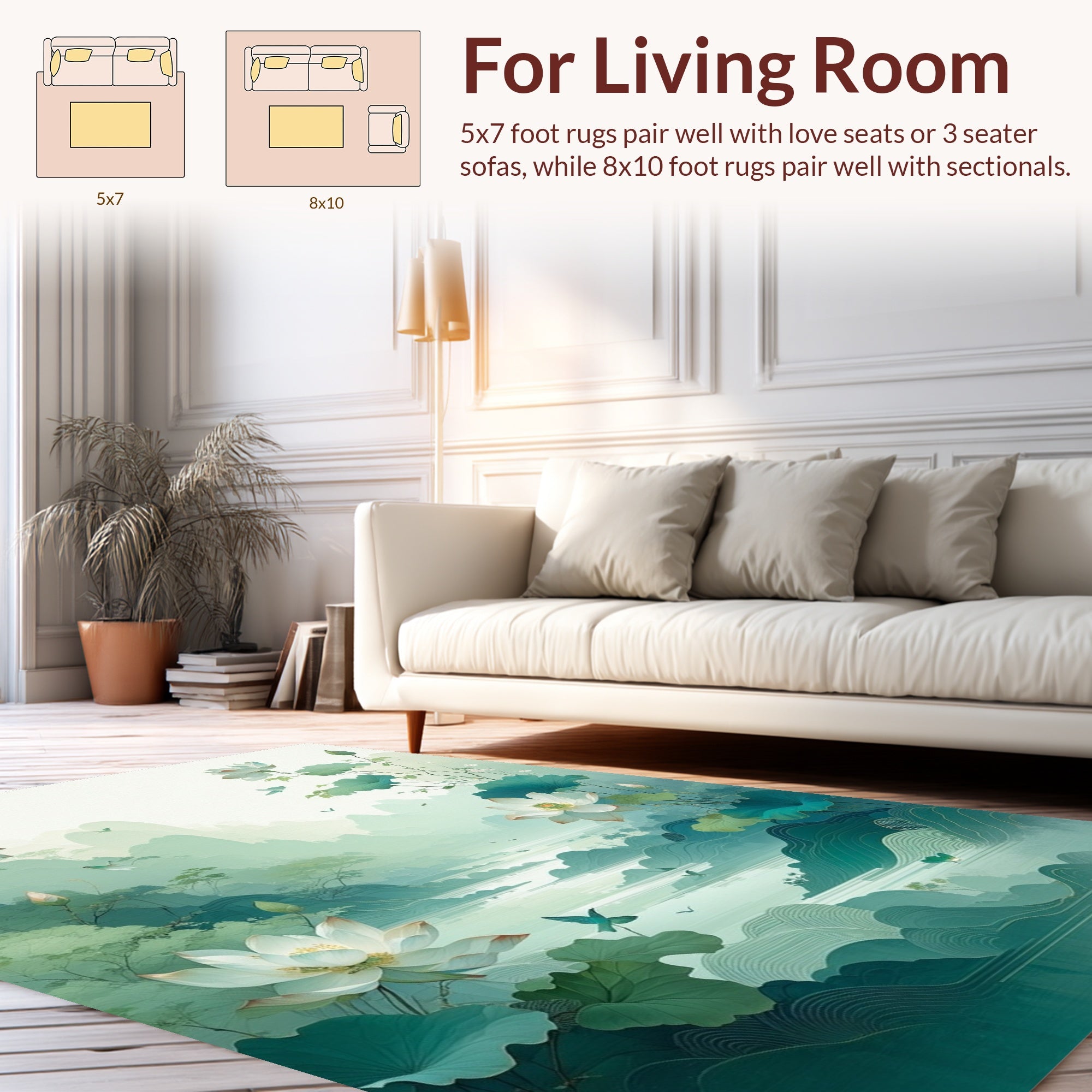 Misty Mountain Lotus Bird Scenic Rug