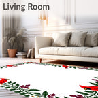 Red Cardinal Foliage Border Rug