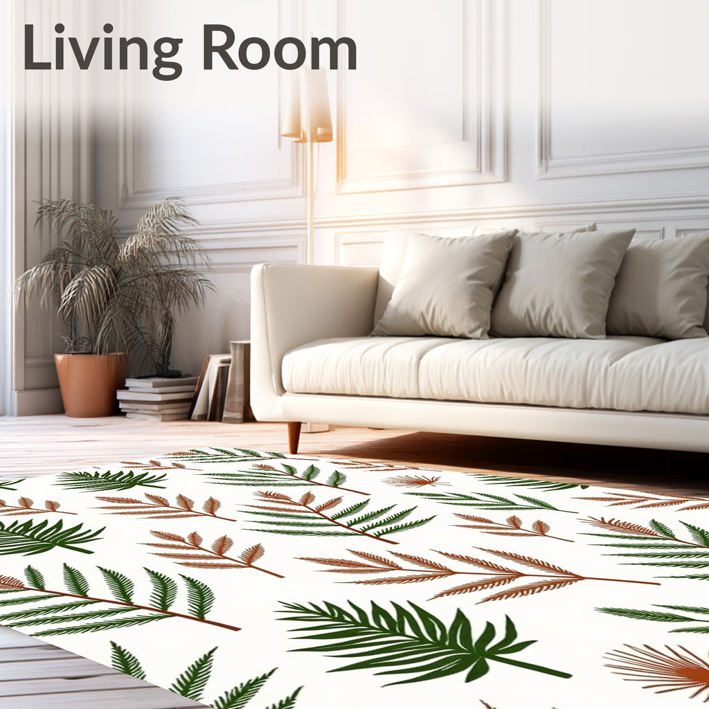 Rustic Fern And Leaf Arrangement Rug