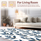 Classic Blue Leaf Botanical Pattern Rug