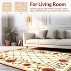 Floral Golden Lattice Rose Design Rug