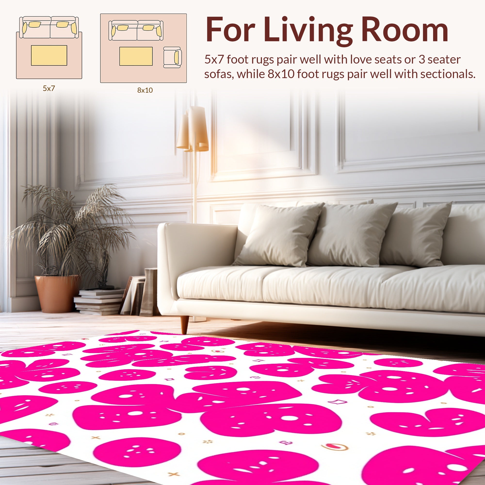 Whimsical Pink Blob Pattern Design Rug