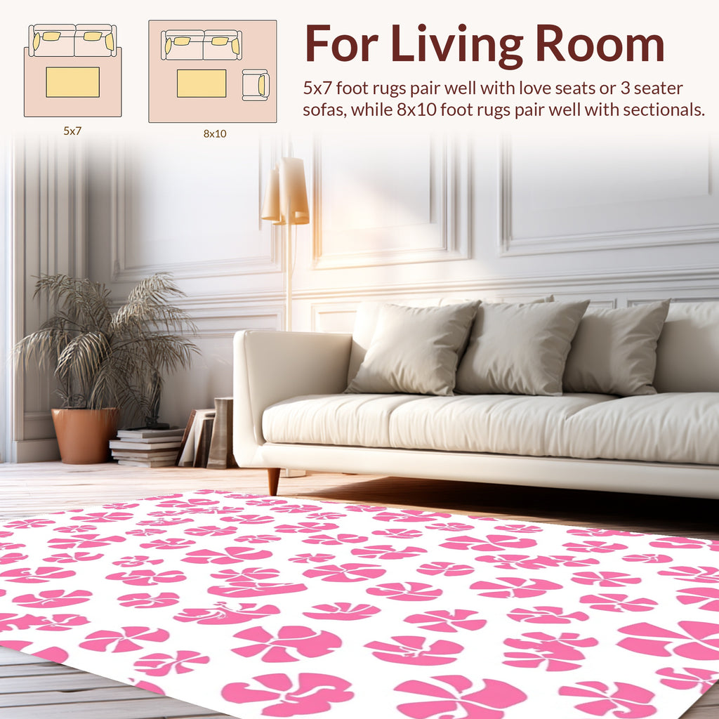 Pink Floral Abstract Pattern Design Rug
