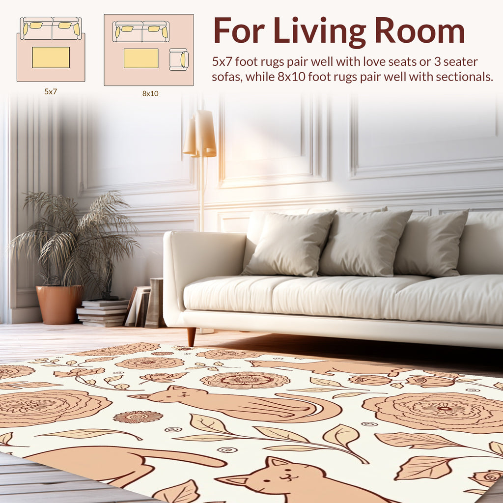 Whimsical Cats And Floral Garden Rug