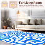 Blue Wavy Abstract Pattern Rug