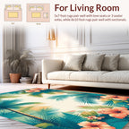Tropical Floral Palm Leaf Pattern Rug