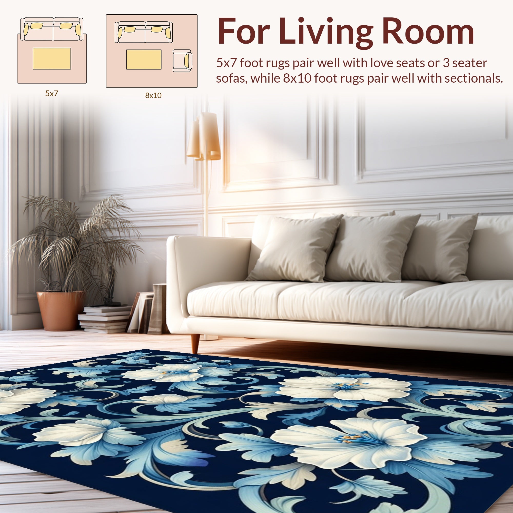 Classic Floral Vine Cobalt Rug