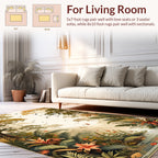 Tropical Jungle Floral Bird Scene Rug