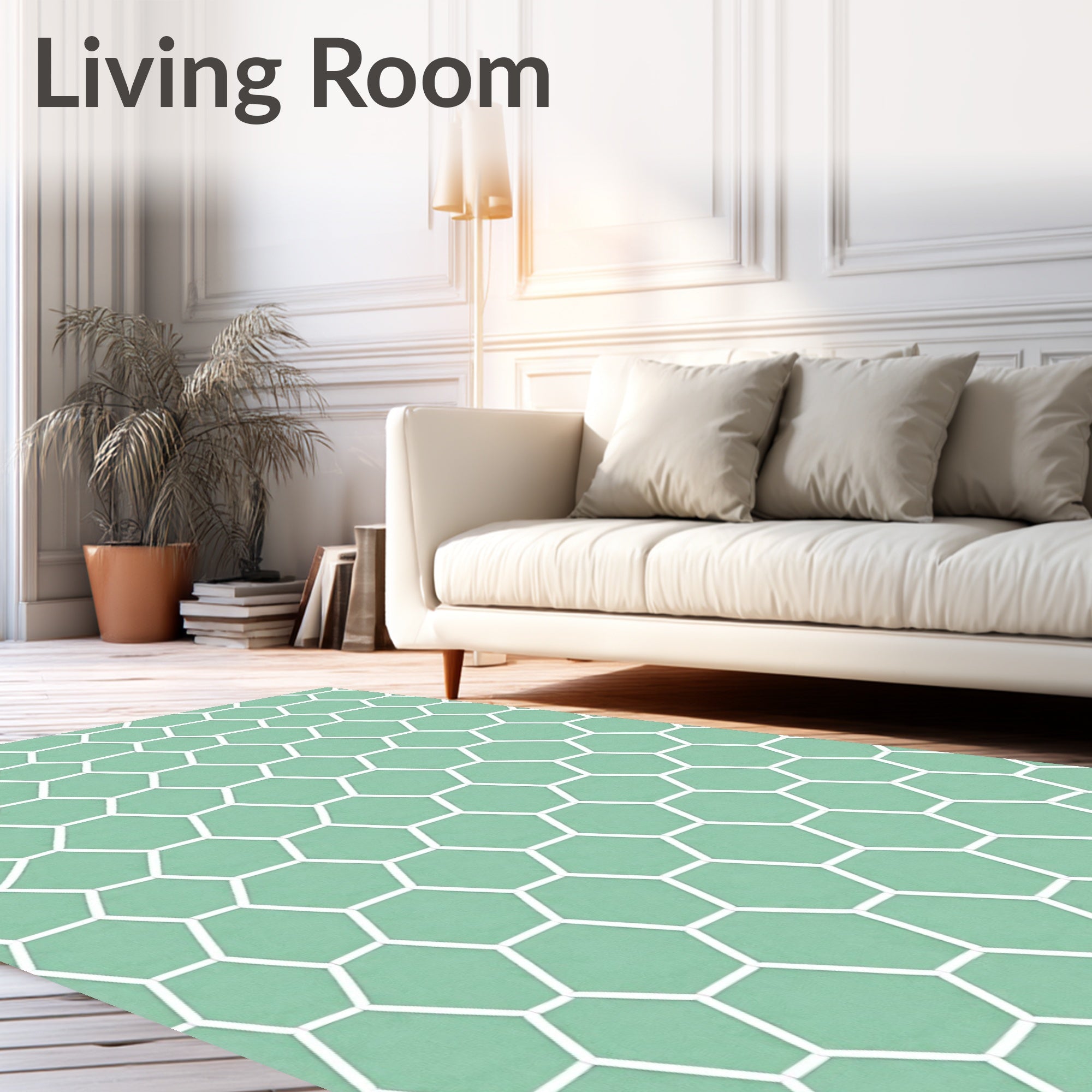 Mint Green Hexagonal Lattice Rug
