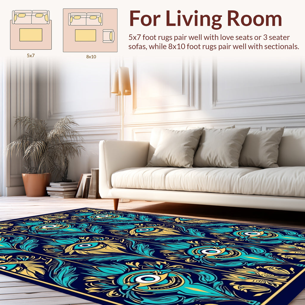 Mystic Eye Peacock Feather Pattern Rug