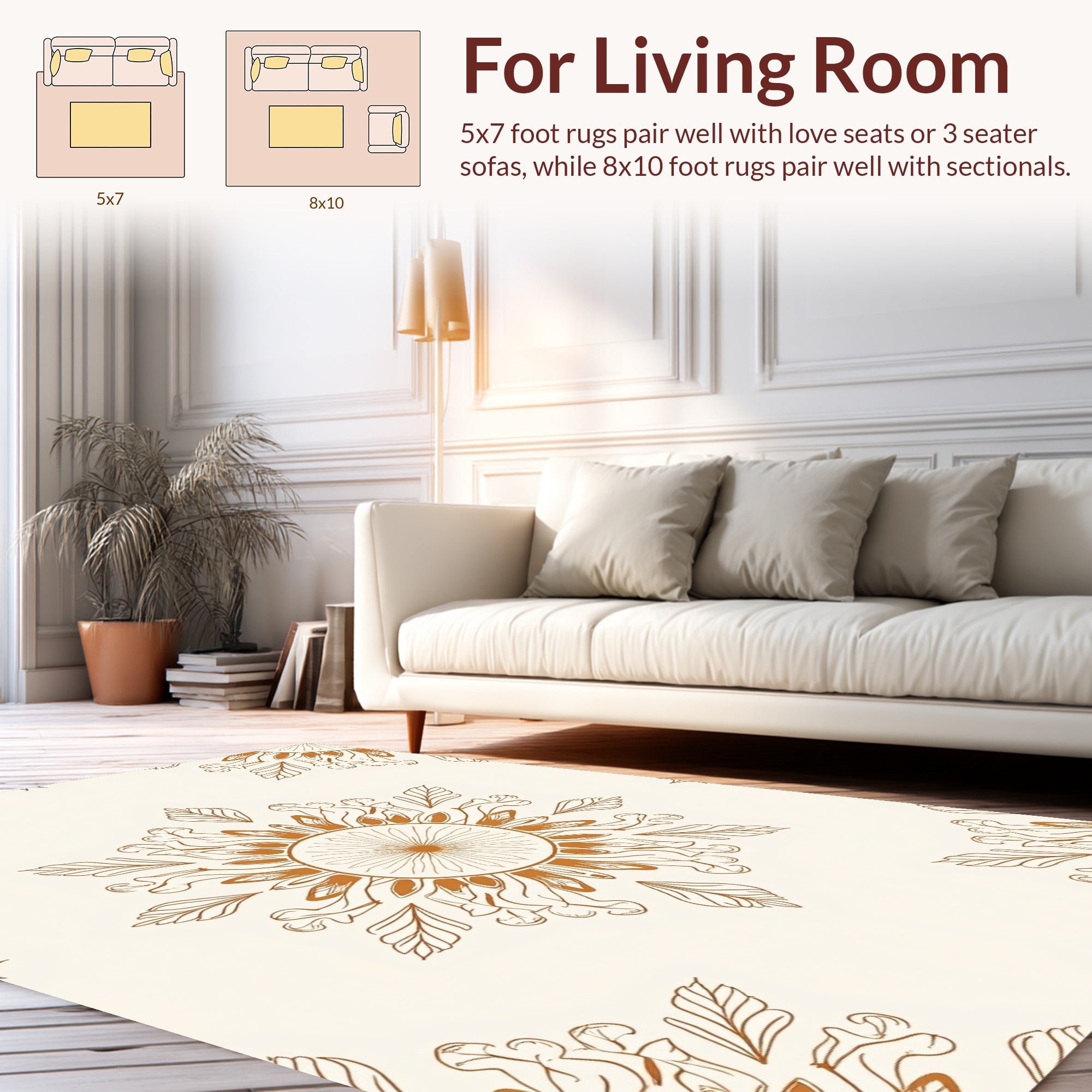 Ornate Mandala Floral Pattern Rug