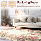 Pink Rose Floral Swirl Relief Rug