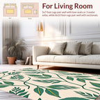 Deep Green Leafy Vine Pattern Rug