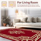 Elegant Red Cream Scroll Border Design Rug
