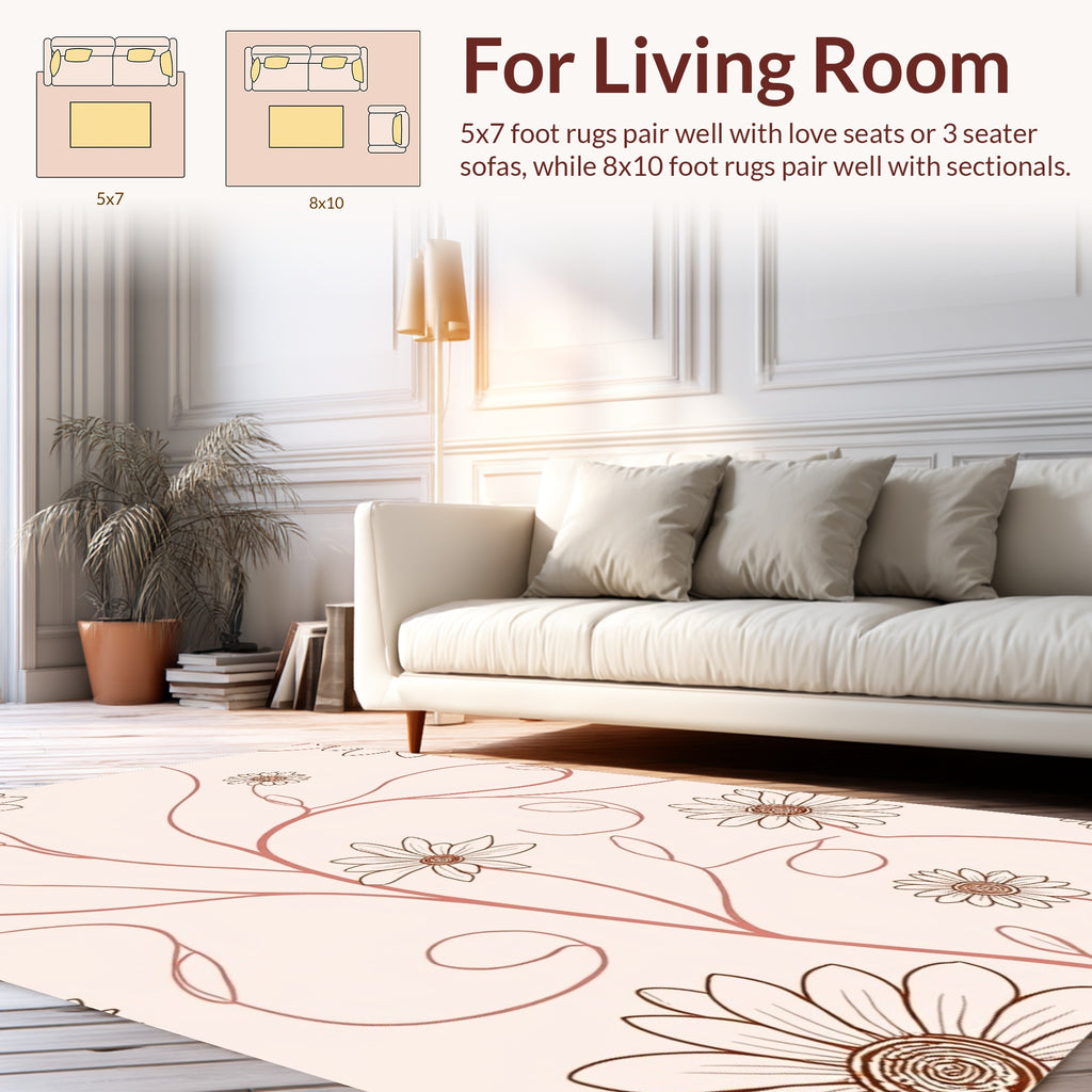 Delicate Floral Vine Pattern Rug