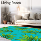 Lush Green Tropical Foliage Rug