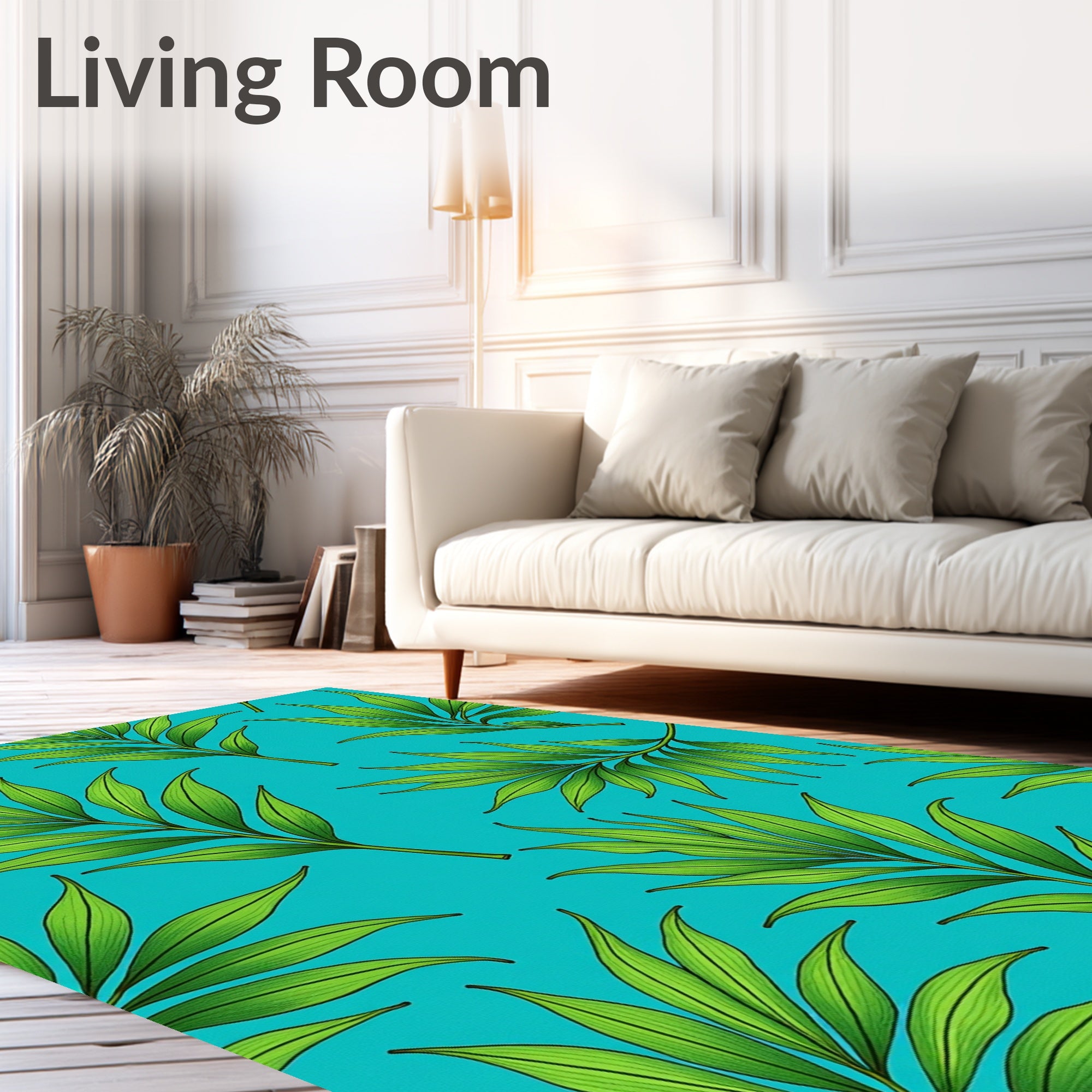 Lush Green Tropical Foliage Rug