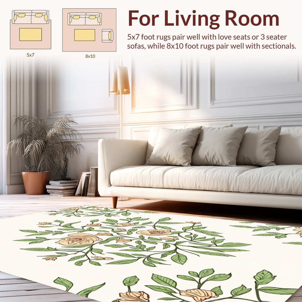 Elegant Peach Blossom Vine Pattern Rug