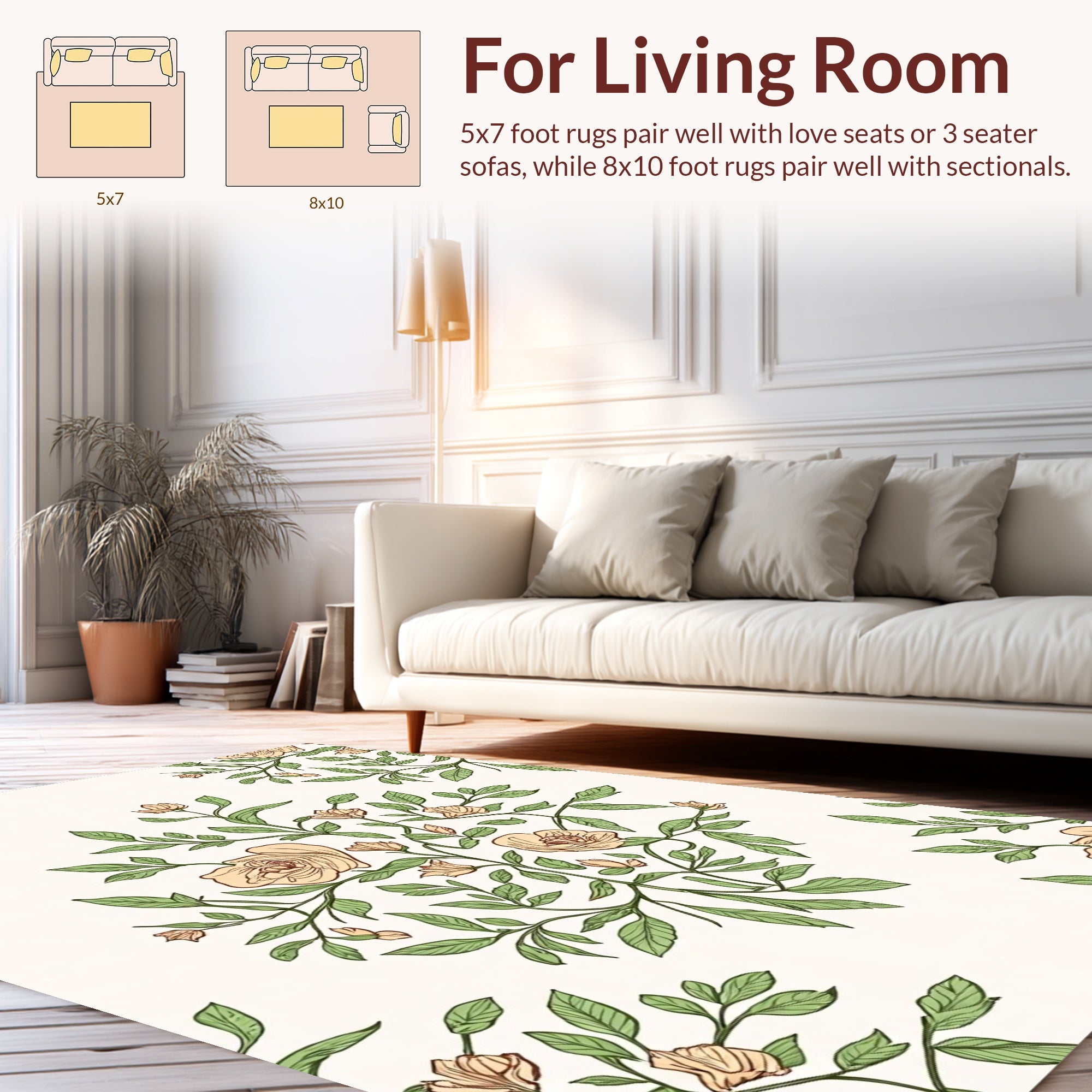 Elegant Peach Blossom Vine Pattern Rug