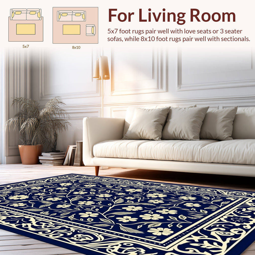 Classic Dark Floral Vine Rug