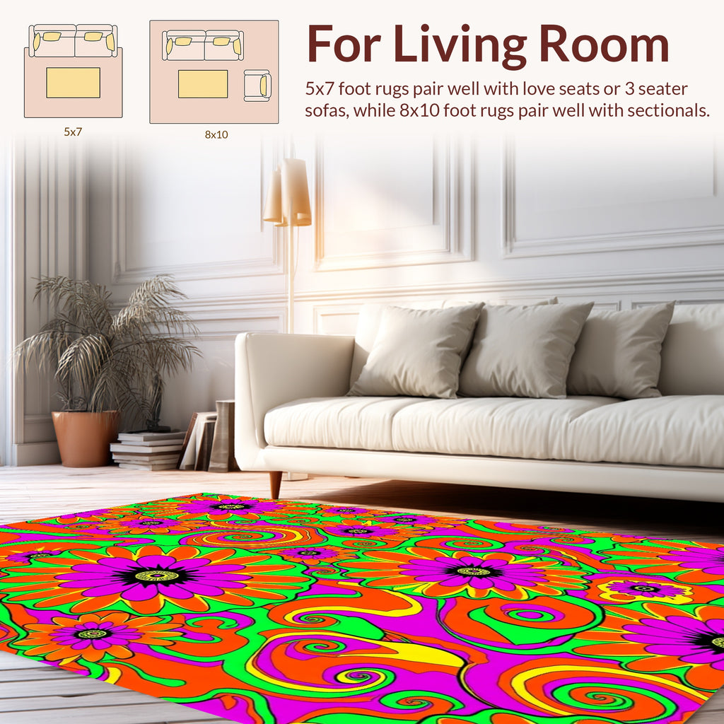 Groovy Flower Swirl Pattern Rug