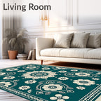 Teal Floral Medallion And Paisley Rug