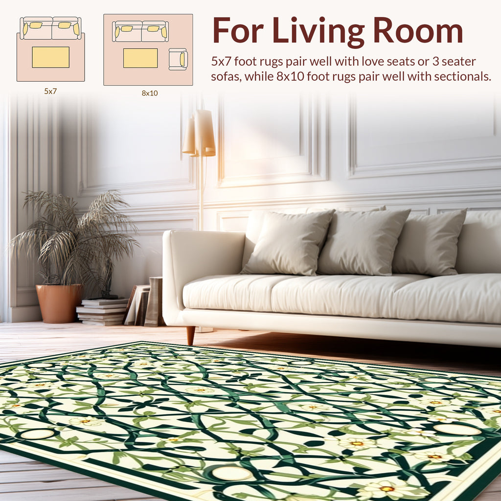 Intricate Floral Vine Lattice Design Rug