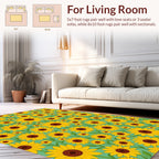 Bold Yellow Sunflower Pattern Rug