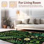 Vibrant Green Fern Floral Garden Design Rug