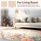 Pink Peony Floral Vine Pattern Rug