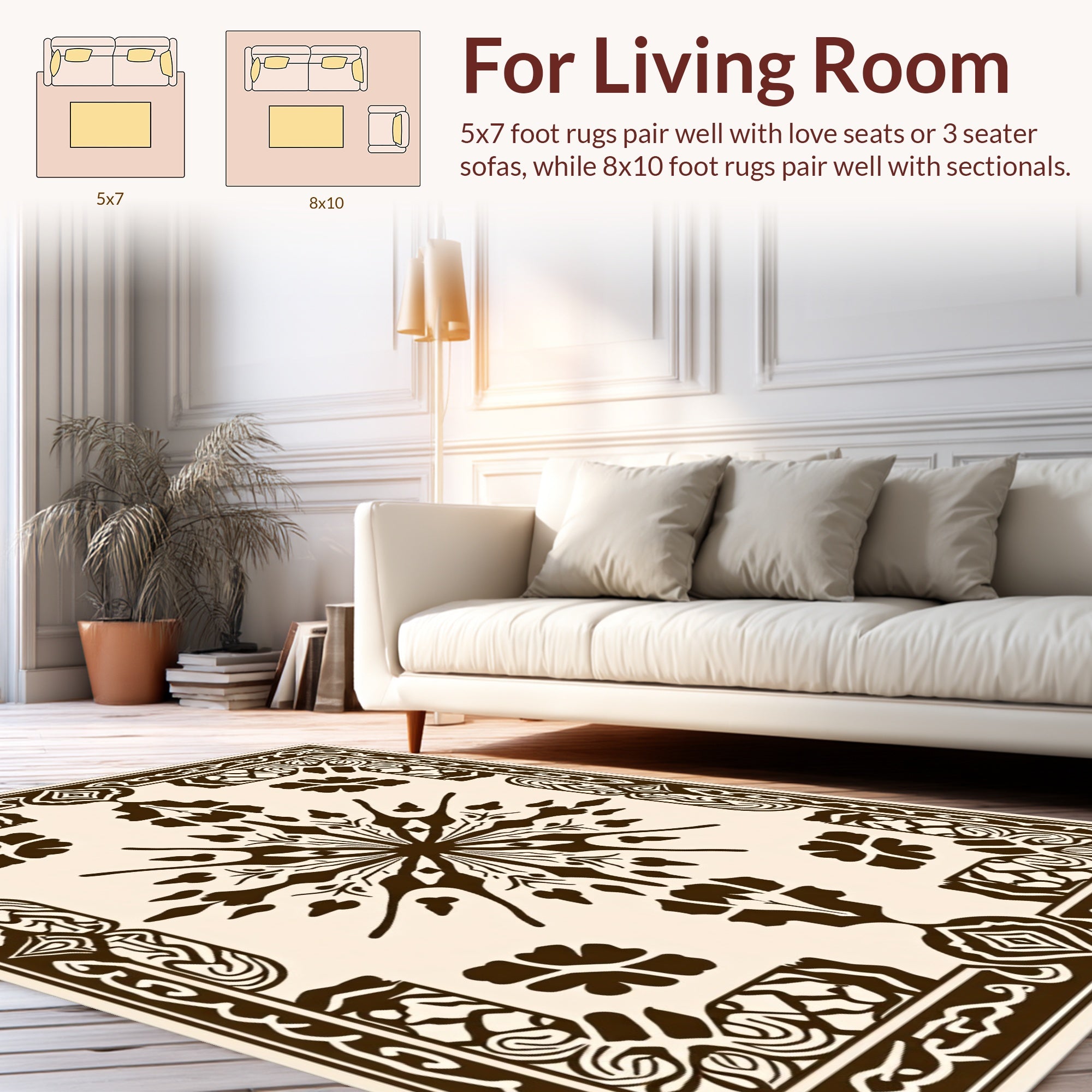 Intricate Floral Leaf Pattern Design Rug