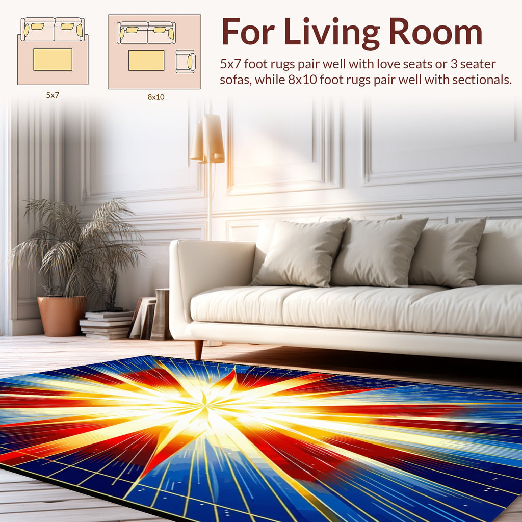 Radiant Sunburst Geometric Design Rug