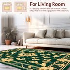 Elegant Gold Floral Vines Rug